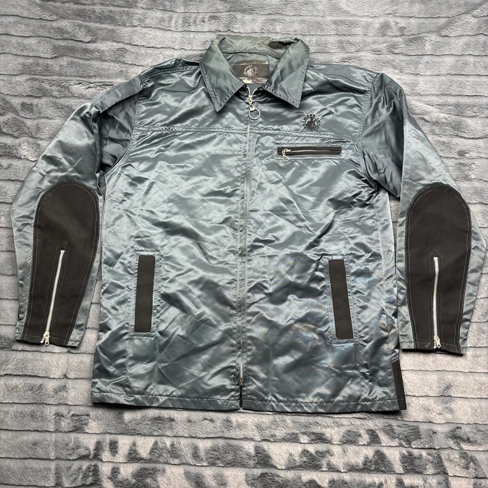 Made In Detroit Motor Company Mens Iridescent Zip Up Jacket Blue Grey Size M